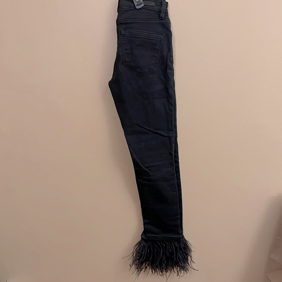 Blank NYC Revolve black denim raw hem fringe jeans size 24 - Picture 2 of 4